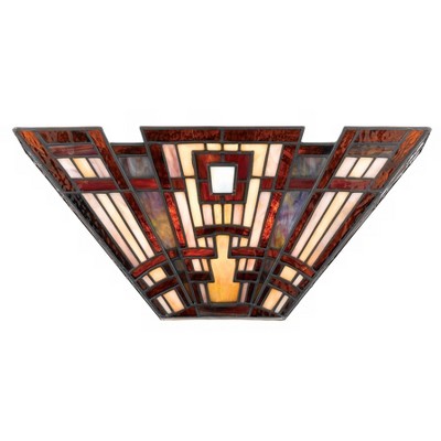 Quoizel Craftsman Tiffany-Style Valiant Bronze Pocket Wall Sconce