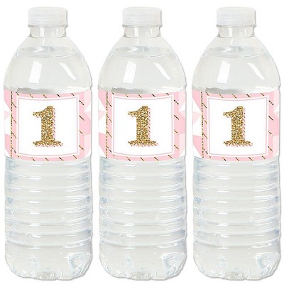 Big Dot of Happiness 1st Birthday Girl - Fun to be One - First Birthday Party Water Bottle Sticker Labels - Set of 20