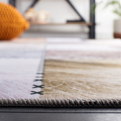 Beige and Brown Faux Fur Patchwork 8' x 10' Area Rug