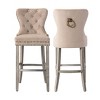 WestinTrends 29" Tufted Upholstered Velvet Bar Stool with Metal Footrest (Set of 2) - 3 of 4