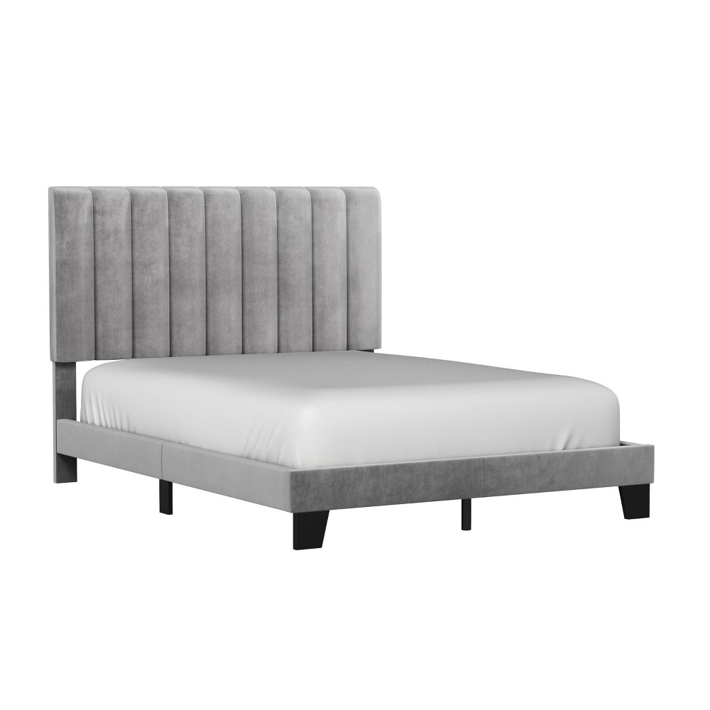 Photos - Bed Queen Crestone Upholstered Adjustable Height Platform  Gray - Hillsdale