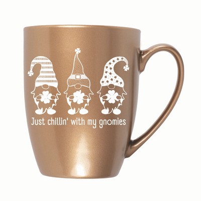 Elanze Designs Just Chillin' With My Gnomies 10 ounce New Bone China Coffee Tea Cup Mug, Bronze