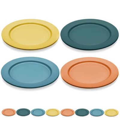 LunaLulinlk 10 Inch Large Plastic Plates 8 Pieces, Unbreakable And Reusable Light Weight Dinner Plates Microwave Safe