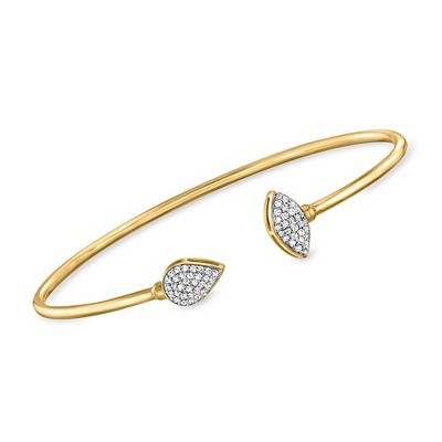 Ross-Simons 0.25 ct. t.w. Diamond Marquise and Pear-Shaped Cluster Cuff Bracelet in 18kt Gold Over Sterling
