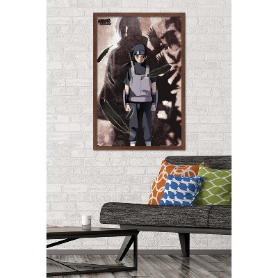 Trends International Naruto Shippuden - Itachi Uchiha Framed Wall Poster Prints Mahogany Framed Version 22.375" x 34"