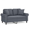 vidaXL 2-Seater Sofa with Throw Pillows Dark Gray 47.2 in. Velvet - 2 of 4