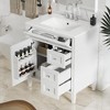Vynxaria 30 inch White Single Sink Freestanding Bath Vanity with White Ceramic Top Two Drawers One Tip Out Drawer One Soft Close Door Adjustable Shelf - 3 of 4