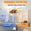 DAKAFUL Retro Cage Ceiling Fan with Light and Remote, 6 - Speed Reversible Flush Mount Fixture, 5 E26 Bulbs Included for Bedroom Living Room - 4 of 4