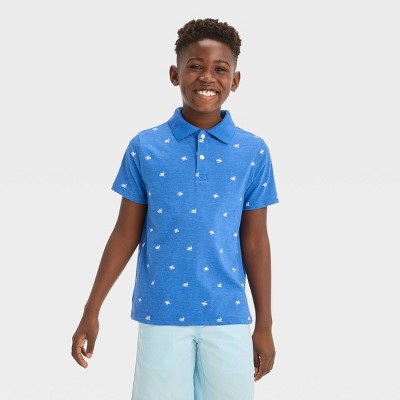 Boys' Short Sleeve Polo Shirt - Cat & Jack™ Light Blue M : Target