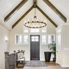 PAKOKULA Farmhouse 16 light Black Wagon Wheel Rustic Chandelier with Clear Glass Shade & Rattan Accents for Dinning Room - 4 of 4