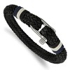 Chisel Stainless Steel Polished Woven Black Cotton 8.5" Bracelet - 2 of 2