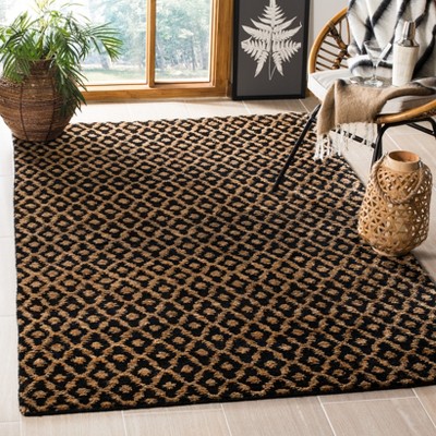 Handmade Bohemian Black Wool 4' x 6' Tufted Rectangular Rug