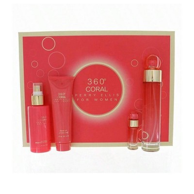 360 Coral by Perry Ellis for Women - 4 Pc Gift Set 3.4oz EDP Spray, 4oz Body Mist, 3oz Shower Gel, 0.25oz EDP Spray