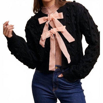 Women's Bow Tie Knit Cardigan - Listicle