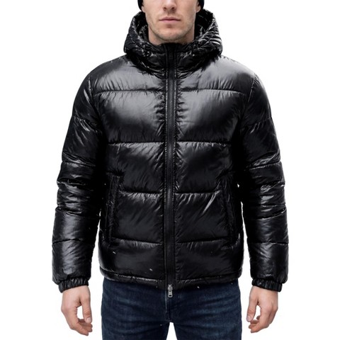INSPIRE CHIC Men's Winter Adjustable Hooded Zipper Windproof Quilted Puffer Jacket X-Large Black
