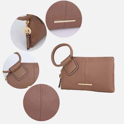 MKF Collection Wristlet Clutch Pouch Wallet Circular Handle Zip Closure | MKF Collection by Mia K - Khaki — фото 4