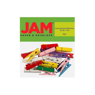 JAM Paper Wood Clip Clothespins Large 1 1/2 Inch Assorted Colors 230734409
