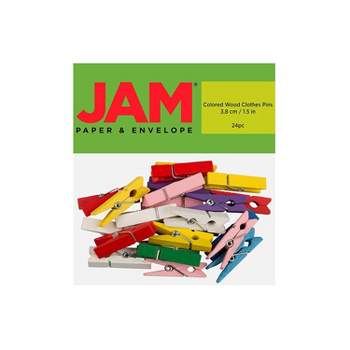 JAM Paper Wood Clip Clothespins Large 1 1/2 Inch Assorted Colors 230734409