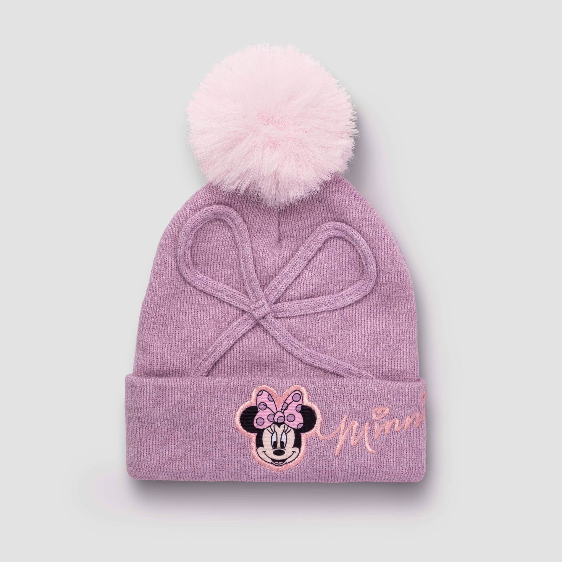 Mickey Mouse & Friends Baby & Toddler Girls' Minnie Mouse Knit Bow Beanie Hat - Mauve