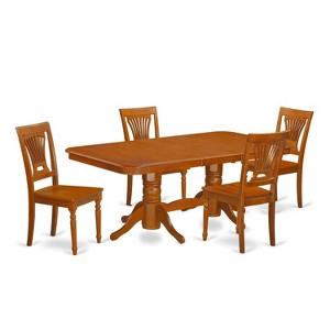 Rustic Dining Table Set 5 Piece - Kitchen Table with Chairs, Extension Leaf, Saddle Brown Finish - 1 of 4