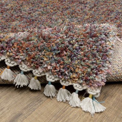 Ivory and Multi-colored Synthetic Hand-knotted Oriental Rug 5'3" x 7'6"
