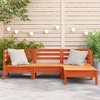 vidaXL Patio Sofa 3-Seater with Footstool - Wax Brown Solid Pine Wood Garden Furniture - Modular Design - Outdoor/Deck/Patio Seating - 3 of 4