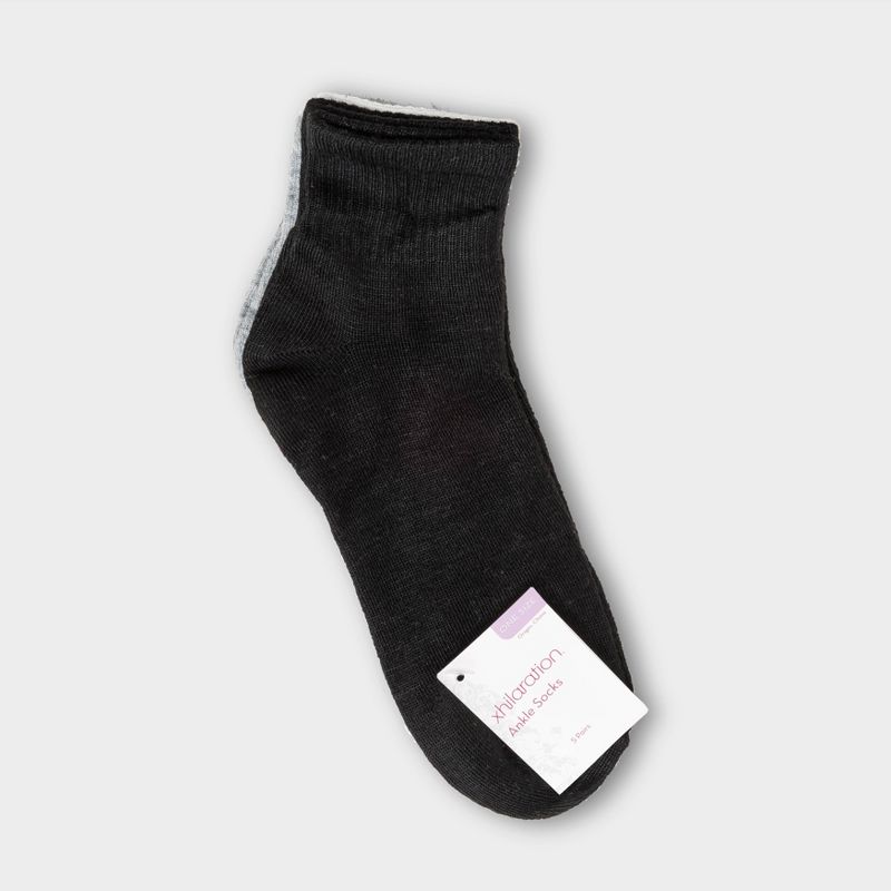Women&#39;s 5pk Ankle Socks - Xhilaration&#8482; Black/White/Gray 4-10, 2 of 3