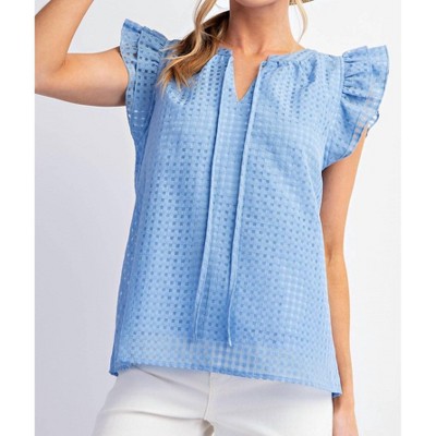 Women's Wing Sleeve Square Pattern Top - Easel