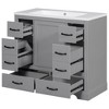 NicBex 36'' Bathroom Storage Cabinet with Sink, Bathroom Vanity, 1 Spacious Cabinet Door with Adjustable Shelf, 6 Drawers for Bathroom, Gray - 2 of 4