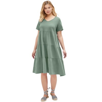 ellos Plus Size Tiered Knit Tee Dress
