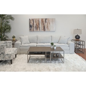 3-Piece Poplar and Acacia Veneer Coffee Table Set with Metal Frame and Two Fixed Shelves for Living Room Storage and Display - 1 of 4