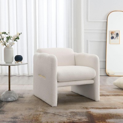 Comfortable Arms Chair,Living Room Chair With Waved Arms,Accent Lounge Chairs For Living Room,Teddy Fabric Reading Chair For Bedroom-Cuddlewood