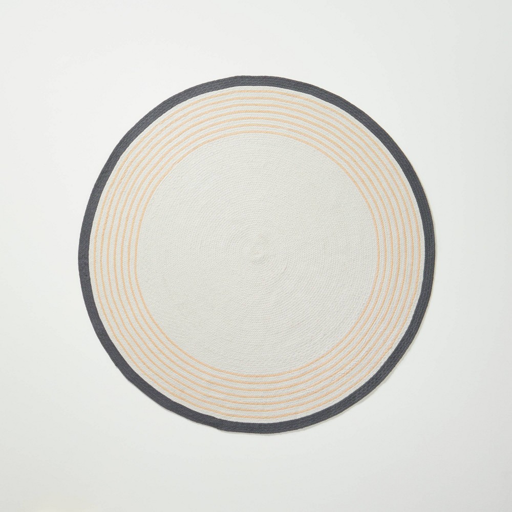 Round 6' Border Stripe Braided Area Rug Neutral - Hearth & Hand™ with Magnolia