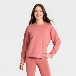 Women's Airy Sleek Ribbed Crewneck Sweatshirt - All In Motion™ - 1 of 4