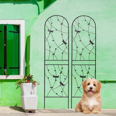 Maggift Patio Decorative Screens, Elegant Vine Pattern Yard Fencing, Pet-Safe Decorative Fence for Yard, Patio, Black, 19.7"*19.7"*86.7"