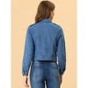 Allegra K Women's Notched Collar Zip Closure Biker Motocycle Denim Jacket - 4 of 4