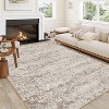 9x12 Living Room Rug Washable, Soft Vintage Damask Distressed Large Bedroom Rugs Boho Abstract Indoor Floor Carpet, Low Pile, Taupe - 2 of 4