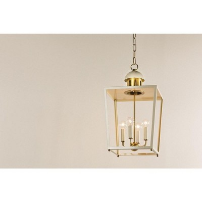 Aged Brass and Clear Glass 4-Light Indoor/Outdoor Lantern