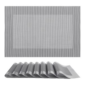 REGALWOVEN Kitchen Dining Table Decoration Washable Heat Resistant Wipeable PVC Placemats 8 Pcs - 1 of 4