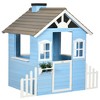 Outsunny Playhouse for Kids Outdoor, Country Style Wooden Playhouse with Flower Pot Holders, Door, Windows, Service Stations for 3-7 Years, Blue - 4 of 4