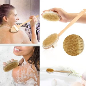 Racxily Bath Brush 15" Shower Body Back Scrubber with Long Handle Detachable Brush - 1 of 4