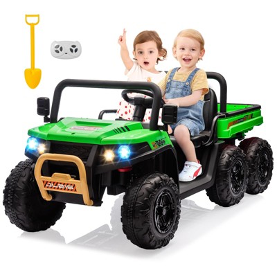 2 Seater Ride On Car for Kids w/Parent Remote Control, 24v Ride On Dump Truck with Shovel, Music Player, Kids Utv Ride On Truck