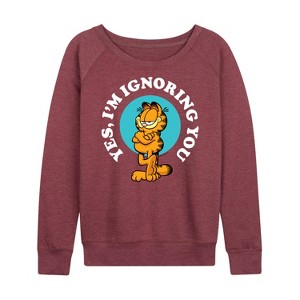 Women's - Garfield - Ignoring You Lightweight French Terry Wide Neck Long Sleeve Shirt - 1 of 4