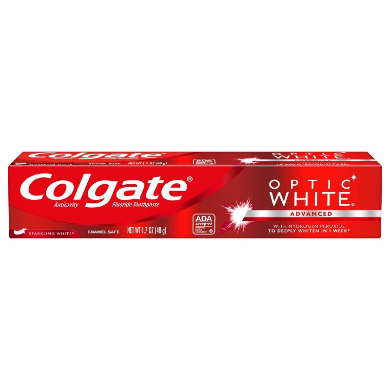 Colgate Optic White Advanced Whitening Toothpaste with Fluoride, 2% Hydrogen Peroxide - Sparkling White - 3.2oz, 1 of 10