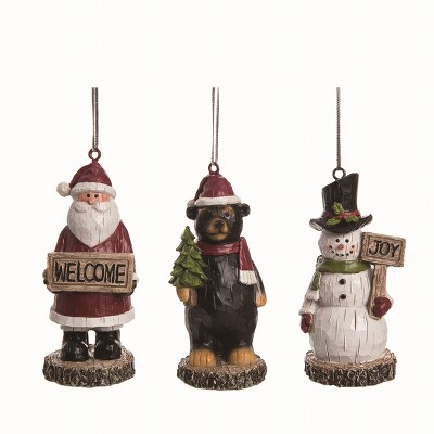 Transpac Resin Jolly Christmas Ornament Set of 3 Christmas Home Decorations