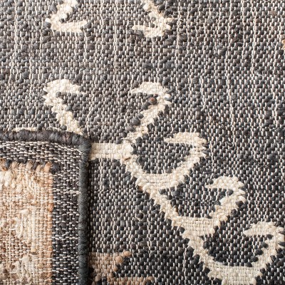 Black and Ivory Handwoven Tribal Kilim Area Rug