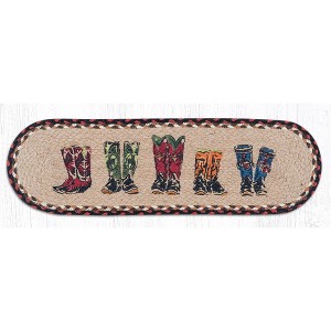 Earth Rugs Country Farmhouse Stair Tread – Boots Printed Oval Rug 27"x8.25" - 1 of 3