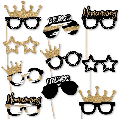 Big Dot of Happiness Hoco Dance - Glasses and Masks - Paper Card Stock Party Photo Booth Props Kit - 10 Count