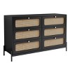 Syemin Decorative Storage Cabinets Modern Rattan Closet 6-Drawer Dresser, Wood Storage Cabinet, Kitchen Pantry with Organizer, Black, 47"*15.7"*30" - 2 of 4