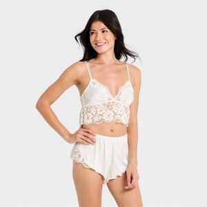 Women's Satin & Lace Lingerie Set - Auden™ White L : Target